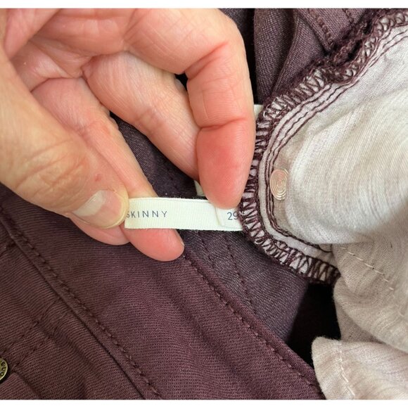 Caslon Burgundy Wine Skinny Jeans Size 29 Ankle Raw Hem Stretch Denim - Picture 12 of 12